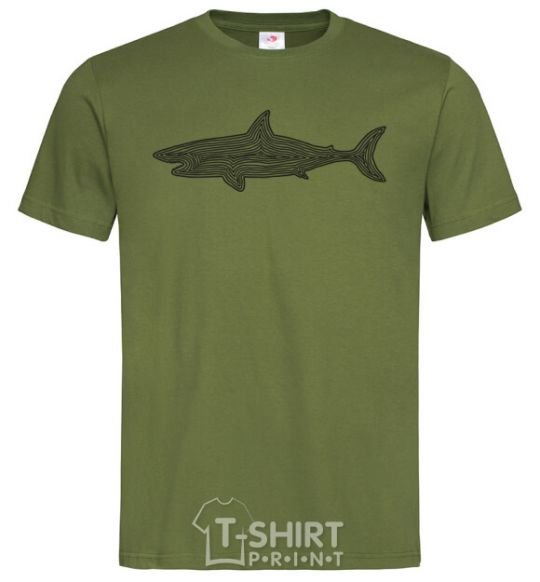 Men's T-Shirt Shark shapes line millennial-khaki фото