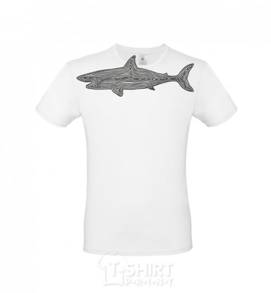 Men's T-Shirt Shark shapes line White фото