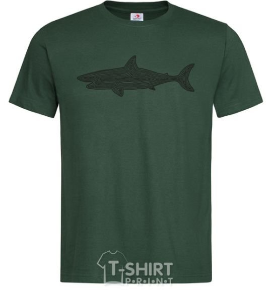 Men's T-Shirt Shark shapes line bottle-green фото