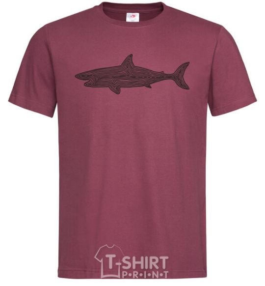 Men's T-Shirt Shark shapes line burgundy фото