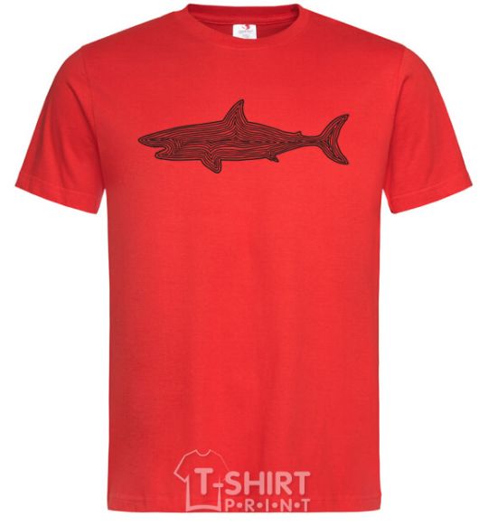 Men's T-Shirt Shark shapes line red фото