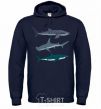 Men`s hoodie Three sharks navy-blue фото