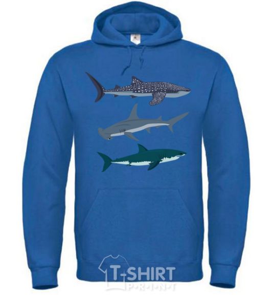 Men`s hoodie Three sharks royal фото