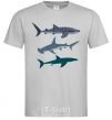 Men's T-Shirt Three sharks grey фото