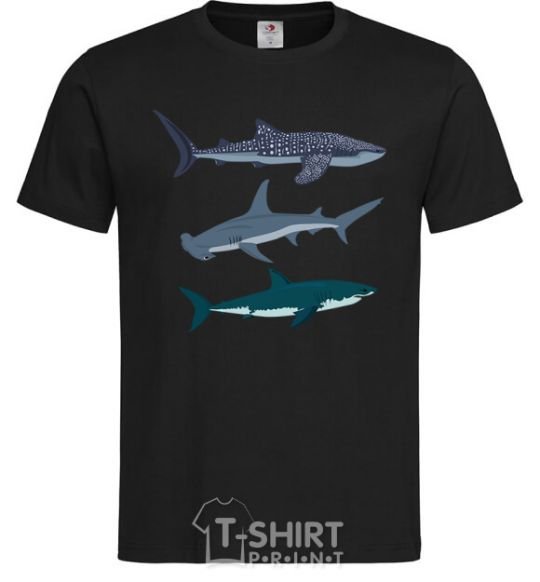 Men's T-Shirt Three sharks black фото