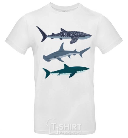 Men's T-Shirt Three sharks White фото