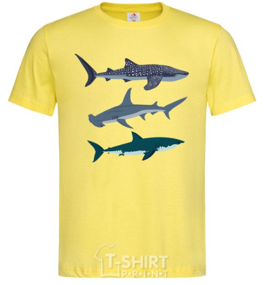 Men's T-Shirt Three sharks cornsilk фото