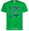 Men's T-Shirt Three sharks kelly-green фото