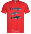 Men's T-Shirt Three sharks red фото