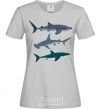 Women's T-shirt Three sharks grey фото