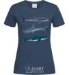 Women's T-shirt Three sharks navy-blue фото
