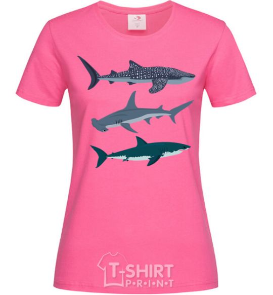 Women's T-shirt Three sharks heliconia фото