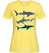 Women's T-shirt Three sharks cornsilk фото