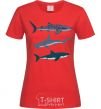 Women's T-shirt Three sharks red фото