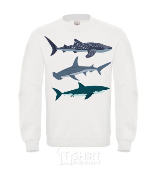 Sweatshirt Three sharks White фото