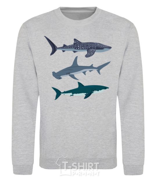 Sweatshirt Three sharks sport-grey фото