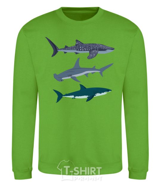 Sweatshirt Three sharks orchid-green фото