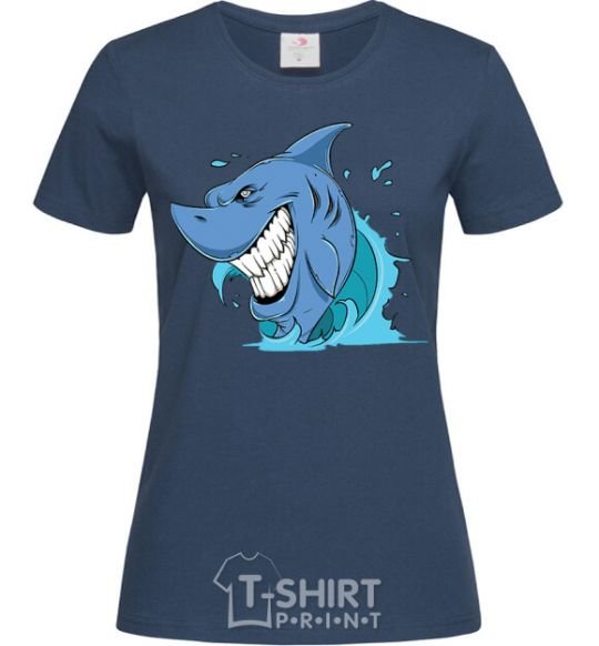 Женская футболка Улыбка акулы Темно-синий фото