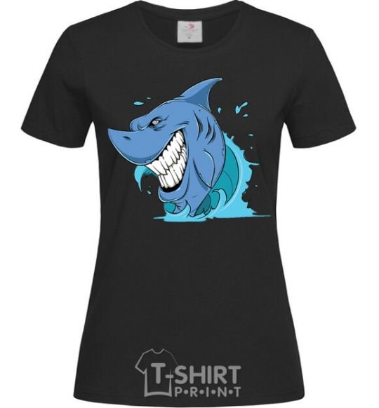 Женская футболка Улыбка акулы Черный фото