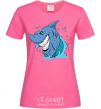 Женская футболка Улыбка акулы Ярко-розовый фото
