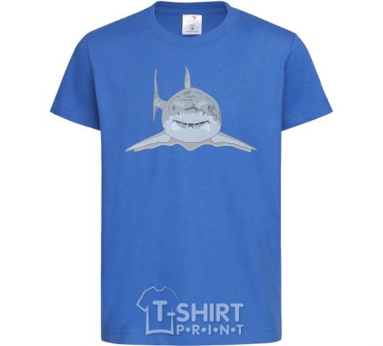 Детская футболка Голубо-cерая акула Ярко-синий фото