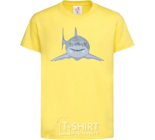 Kids T-shirt Blue-gray shark cornsilk фото