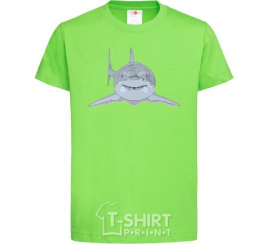 Kids T-shirt Blue-gray shark orchid-green фото