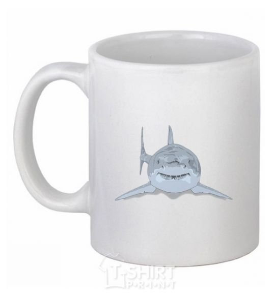 Чашка керамическая Голубо-cерая акула Белый фото