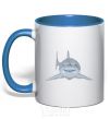 Mug with a colored handle Blue-gray shark royal-blue фото