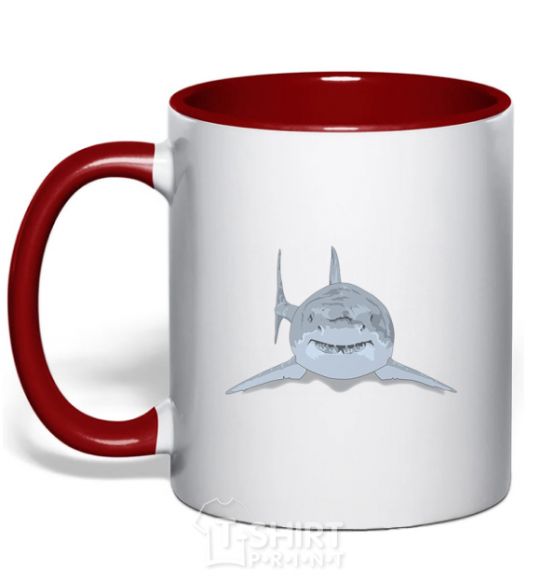 Mug with a colored handle Blue-gray shark red фото