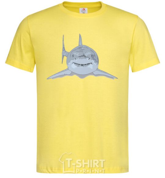 Men's T-Shirt Blue-gray shark cornsilk фото