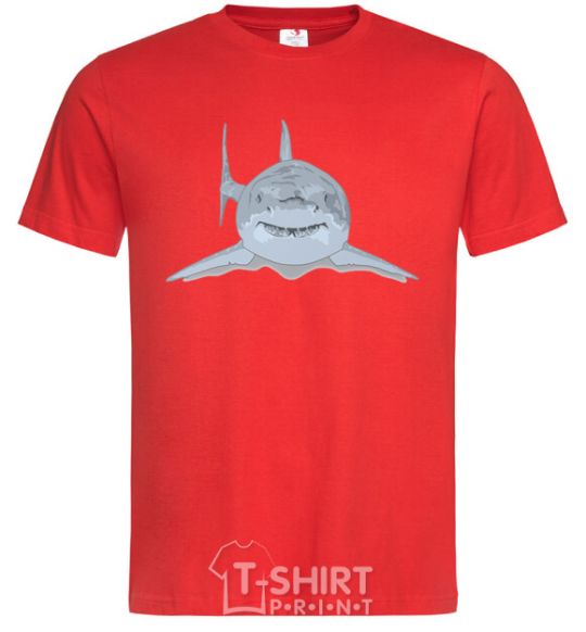 Men's T-Shirt Blue-gray shark red фото