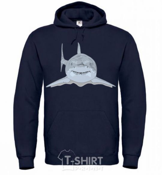 Men`s hoodie Blue-gray shark navy-blue фото