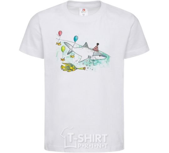 Kids T-shirt A drawing of a shark White фото