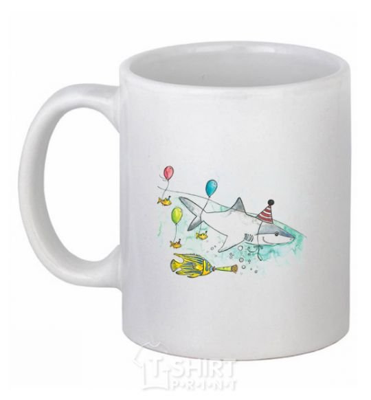 Ceramic mug A drawing of a shark White фото