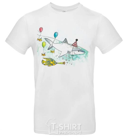 Men's T-Shirt A drawing of a shark White фото