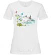 Women's T-shirt A drawing of a shark White фото