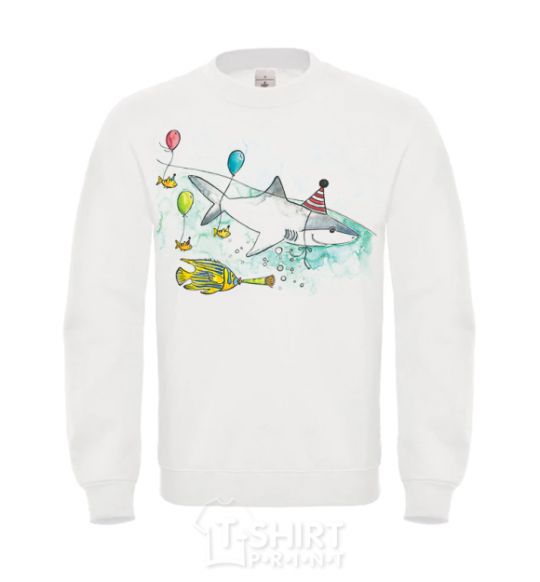 Sweatshirt A drawing of a shark White фото