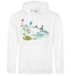 Men`s hoodie A drawing of a shark White фото