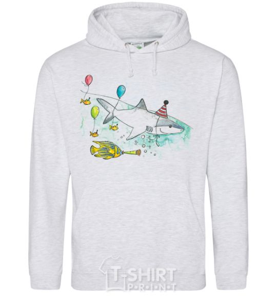 Men`s hoodie A drawing of a shark sport-grey фото