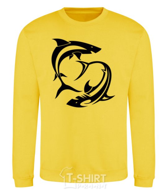 Sweatshirt Two sharks yellow фото