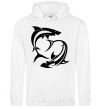 Men`s hoodie Two sharks White фото