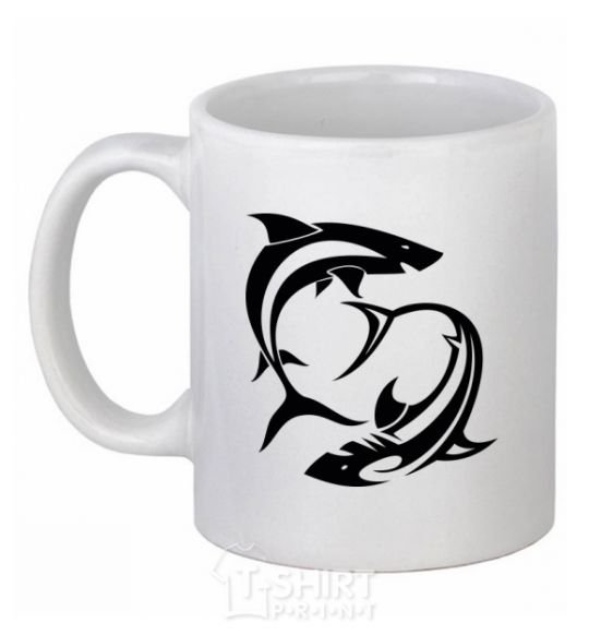 Ceramic mug Two sharks White фото