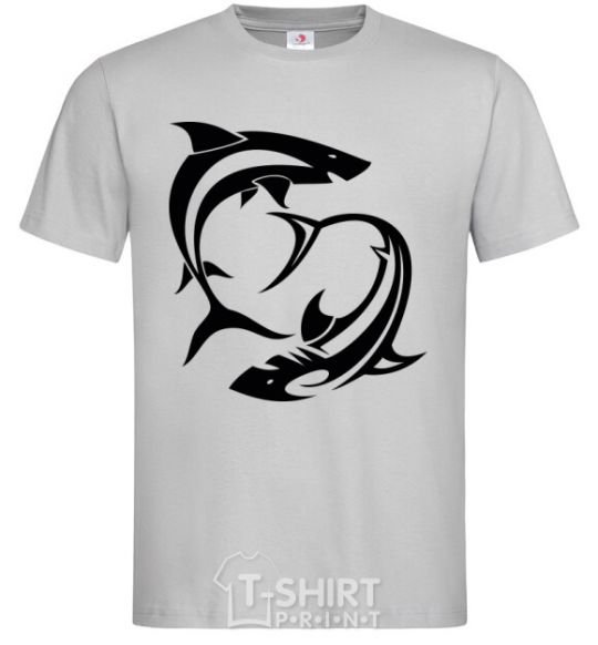 Men's T-Shirt Two sharks grey фото