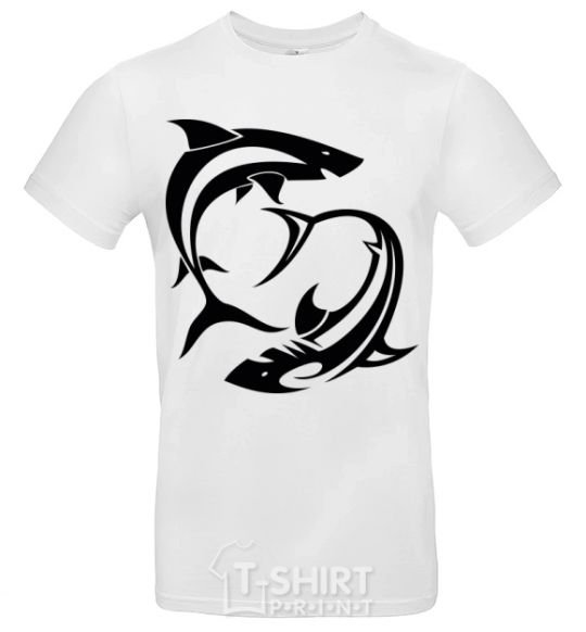 Men's T-Shirt Two sharks White фото