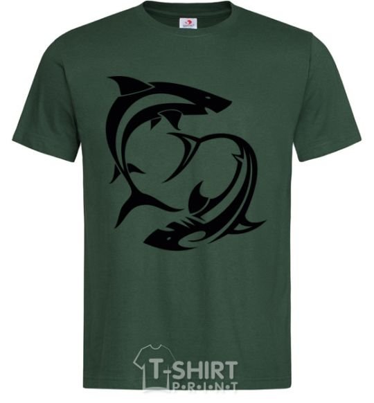 Men's T-Shirt Two sharks bottle-green фото