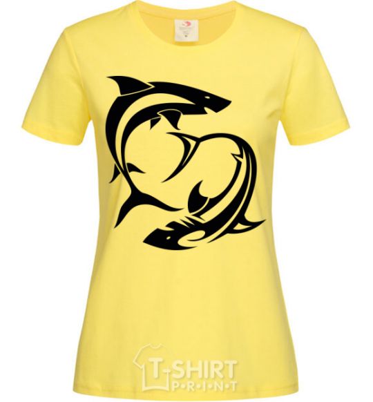 Women's T-shirt Two sharks cornsilk фото