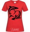 Women's T-shirt Two sharks red фото