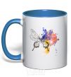 Чашка с цветной ручкой Бабочка краски Ярко-синий фото