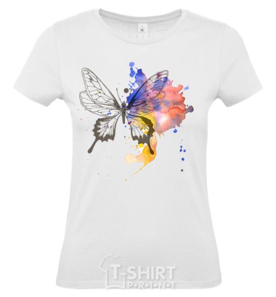 Women's T-shirt Butterfly paint White фото